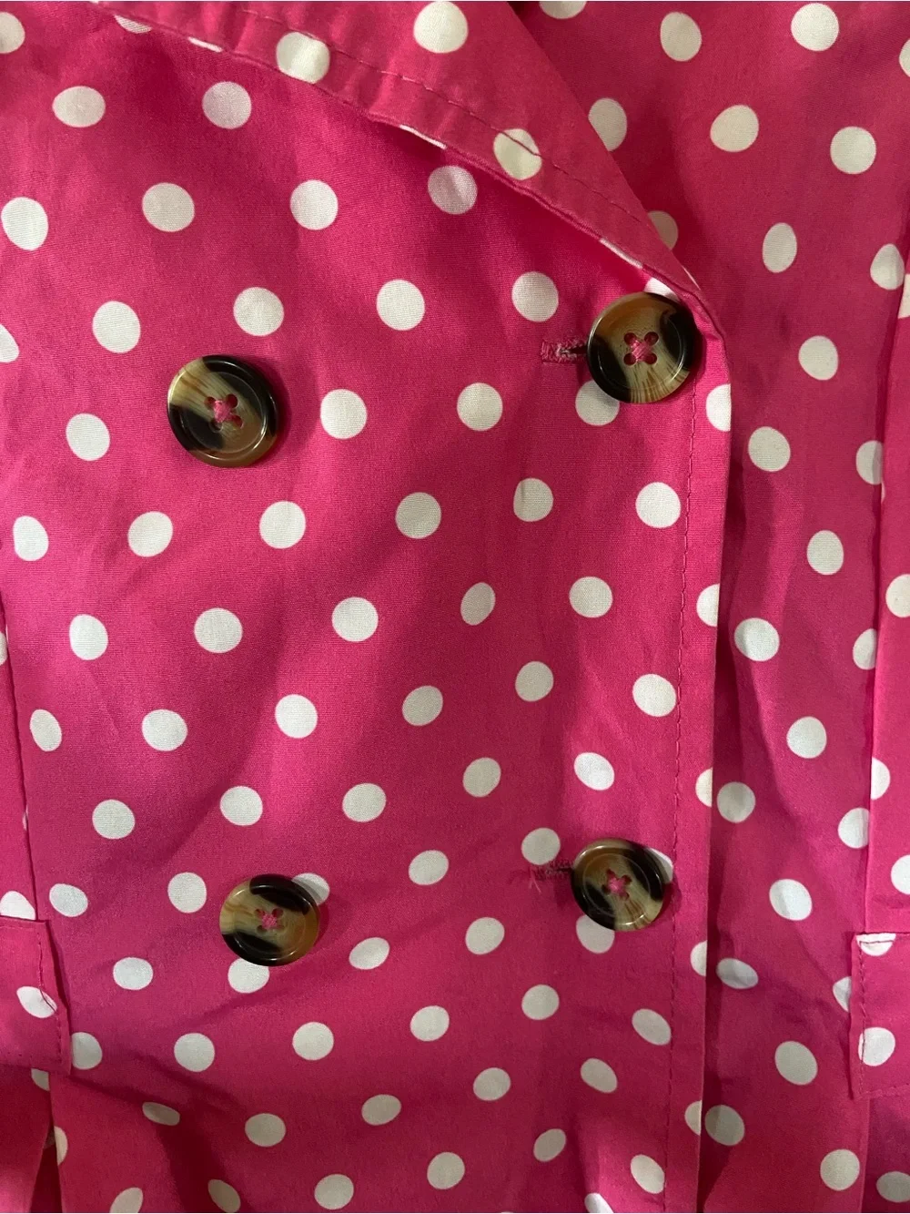 London Fog Bright Pink Polka Dot Raincoat